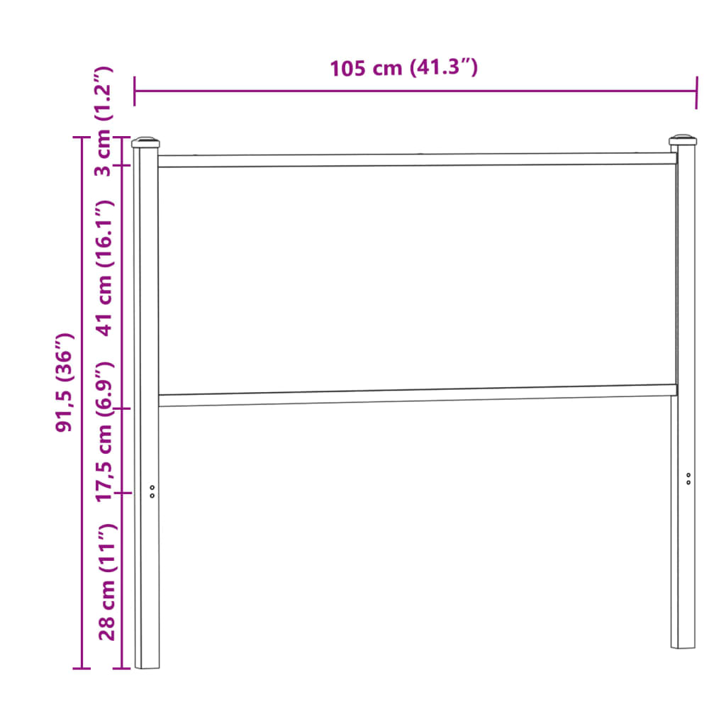 vidaXL Replace Headboard Smoked Oak 100 cm Engineered Wood and Steel