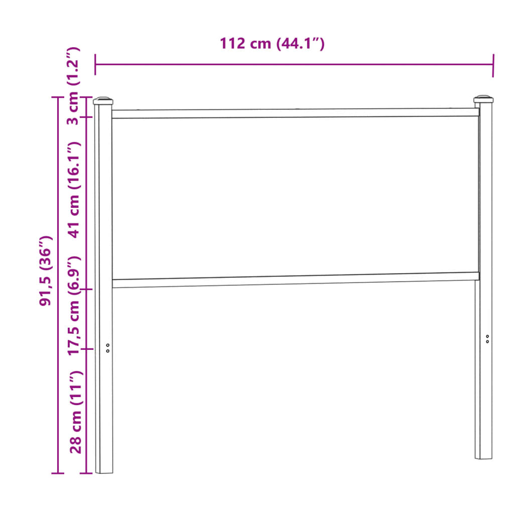 vidaXL Replace Headboard Smoked Oak 107 cm Engineered Wood and Steel