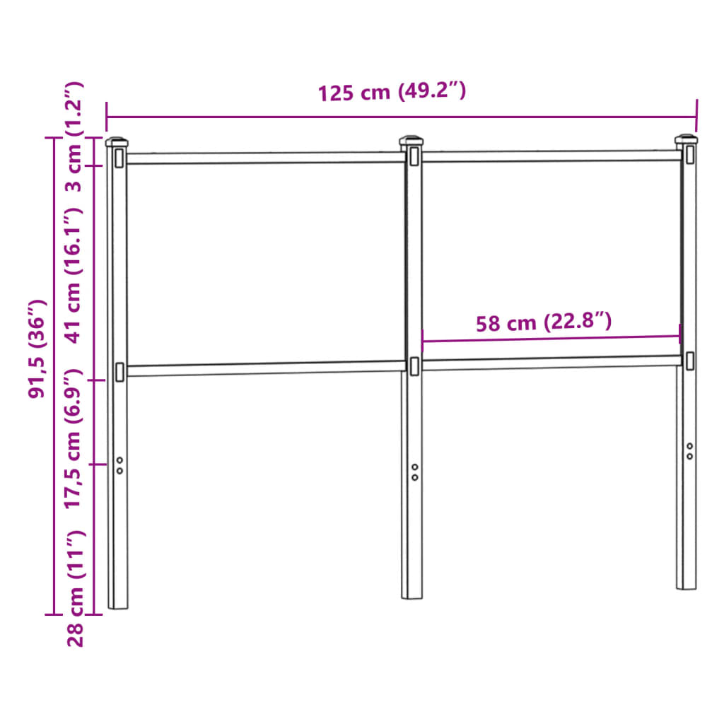 vidaXL Replace Headboard Smoked Oak 120 cm Engineered Wood and Steel