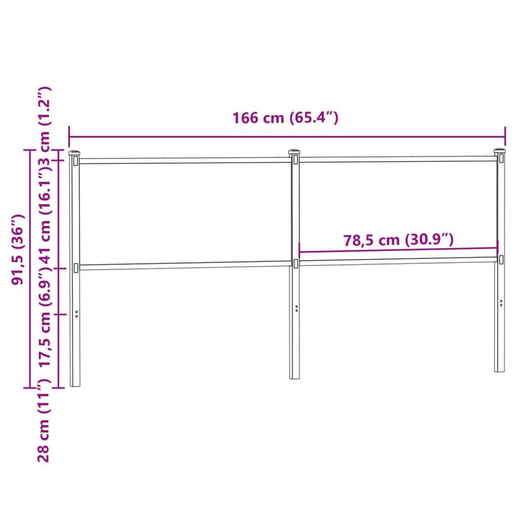 vidaXL Replace Headboard Smoked Oak 160 cm Engineered Wood and Steel