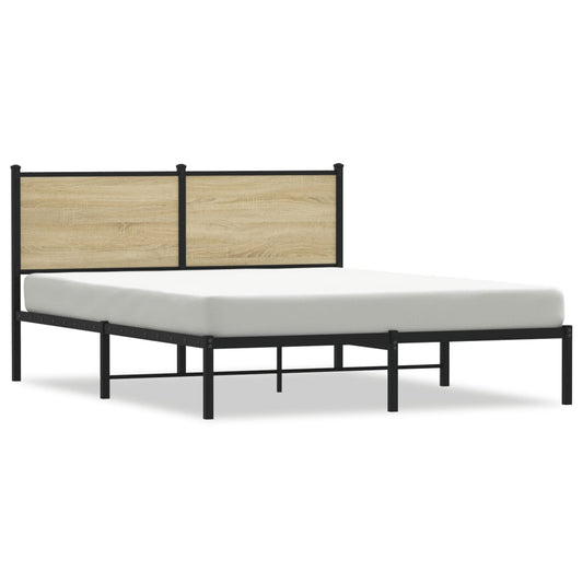vidaXL Metal Bed Frame without Mattress Sonoma Oak 137x190 cm
