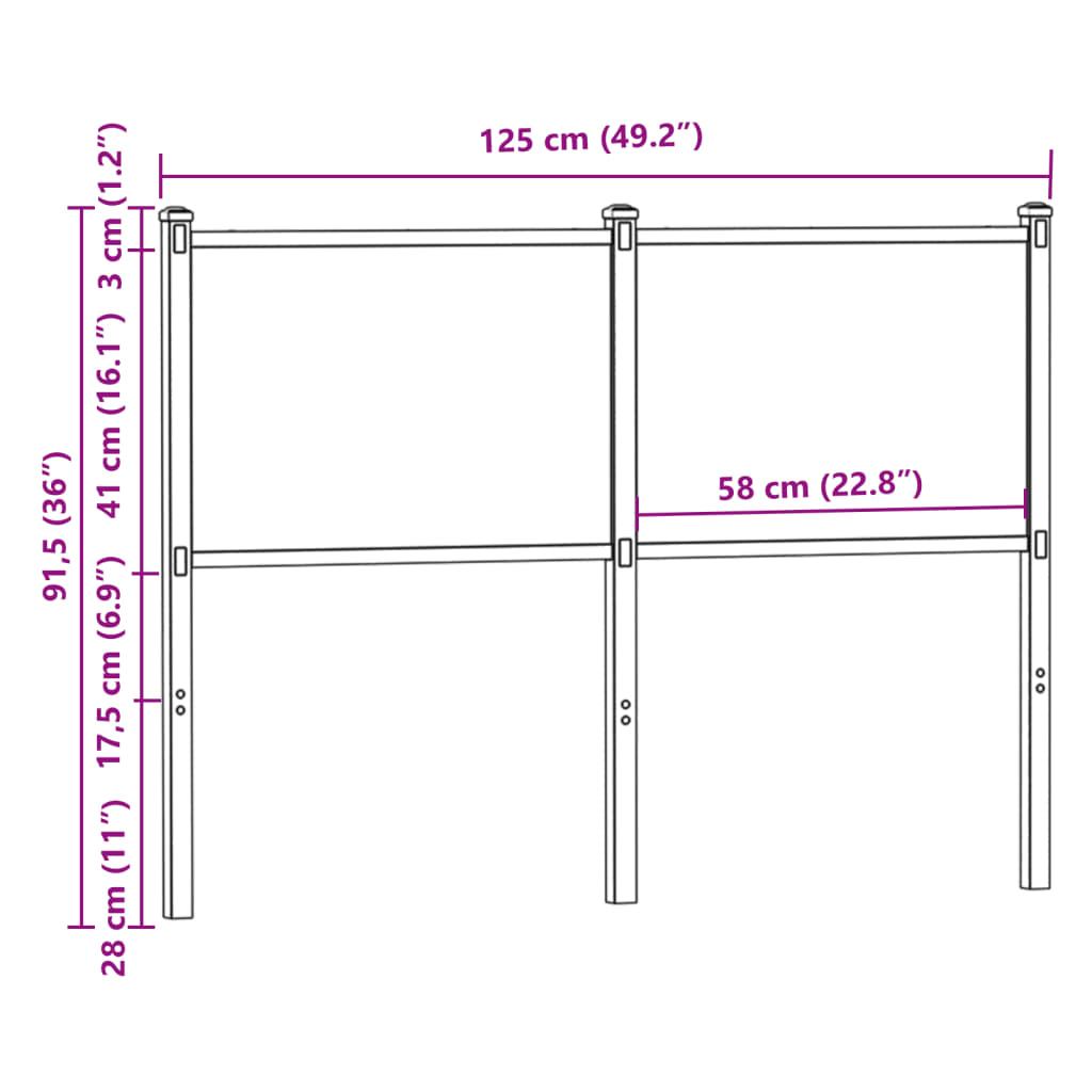 vidaXL Replace Headboard Brown Oak 120 cm Engineered Wood and Steel