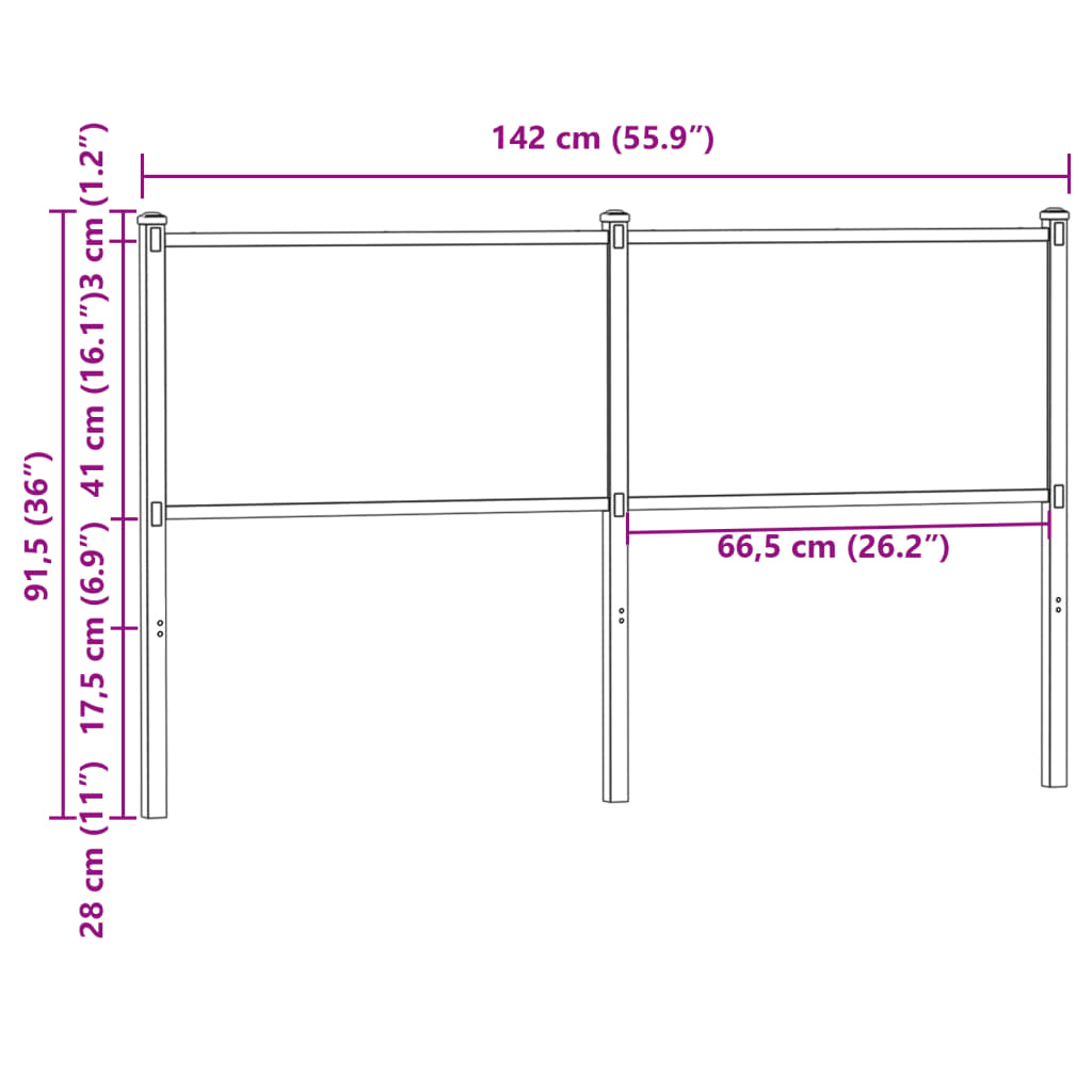vidaXL Replace Headboard Brown Oak 135 cm Engineered Wood and Steel