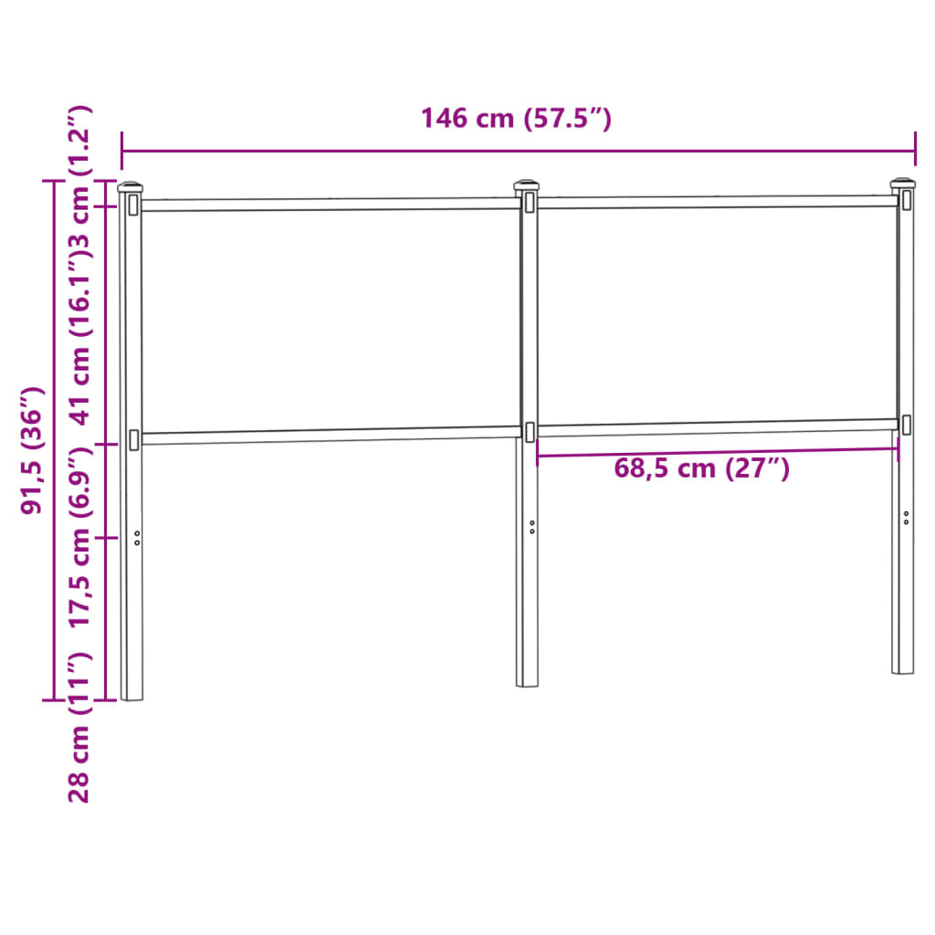vidaXL Replace Headboard Brown Oak 140 cm Engineered Wood and Steel