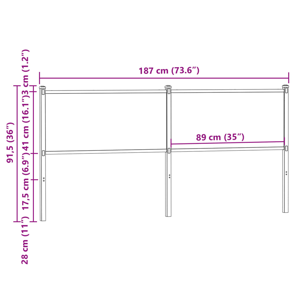 vidaXL Replace Headboard Brown Oak 180 cm Engineered Wood and Steel