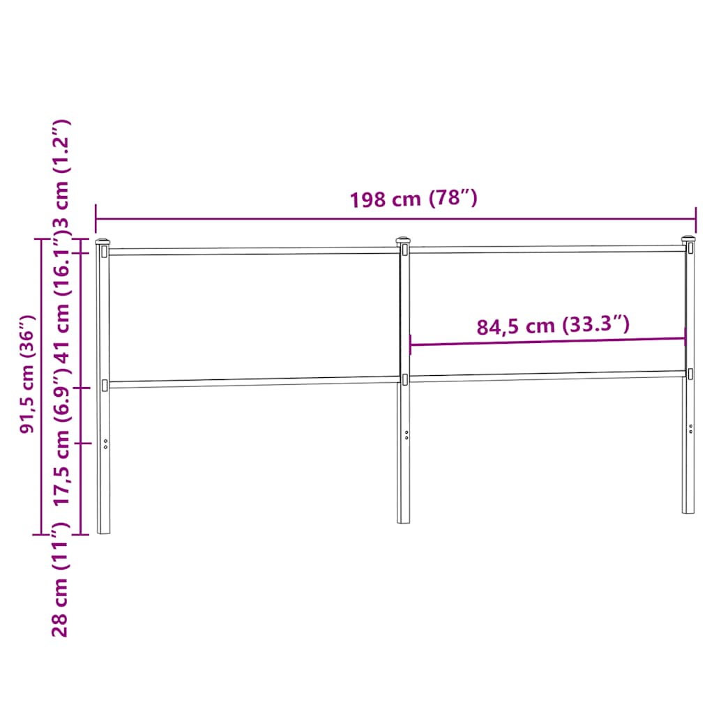 vidaXL Replace Headboard Brown Oak 190 cm Engineered Wood and Steel