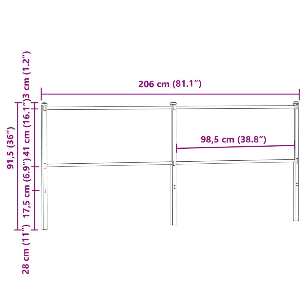 vidaXL Replace Headboard Brown Oak 200 cm Engineered Wood and Steel