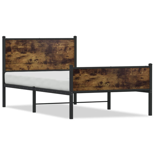 vidaXL Metal Bed Frame without Mattress Smoked Oak 100x200 cm
