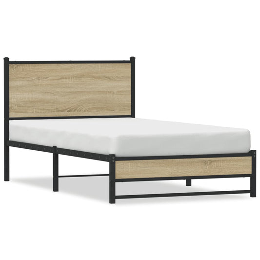 vidaXL Metal Bed Frame without Mattress Sonoma Oak 100x190 cm
