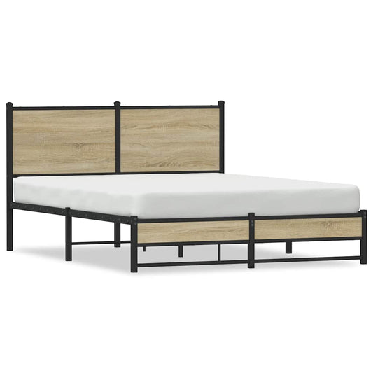 vidaXL Metal Bed Frame without Mattress Sonoma Oak 150x200 cm King Size
