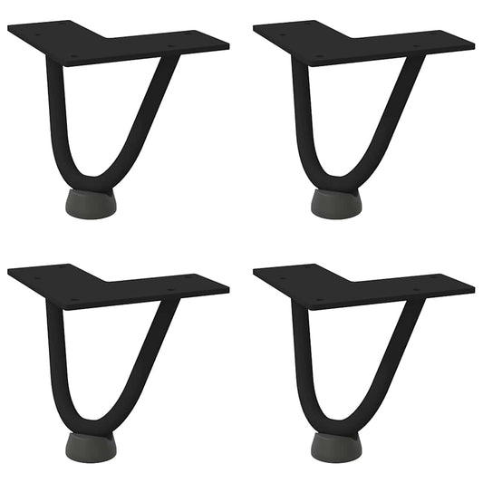 vidaXL Hairpin Legs for Coffee Table 4 pcs Black 10 cm Solid Steel