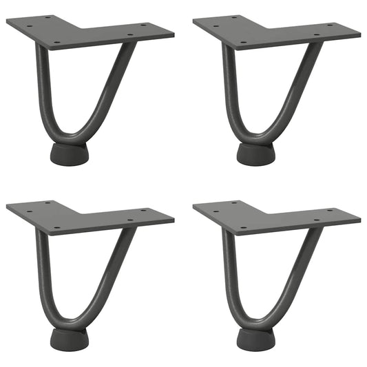 vidaXL Hairpin Legs for Coffee Table 4 pcs Anthracite 10 cm Solid Steel