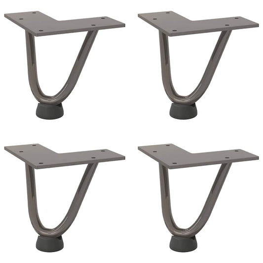vidaXL Hairpin Legs for Coffee Table 4 pcs Natural Steel 10 cm Solid Steel