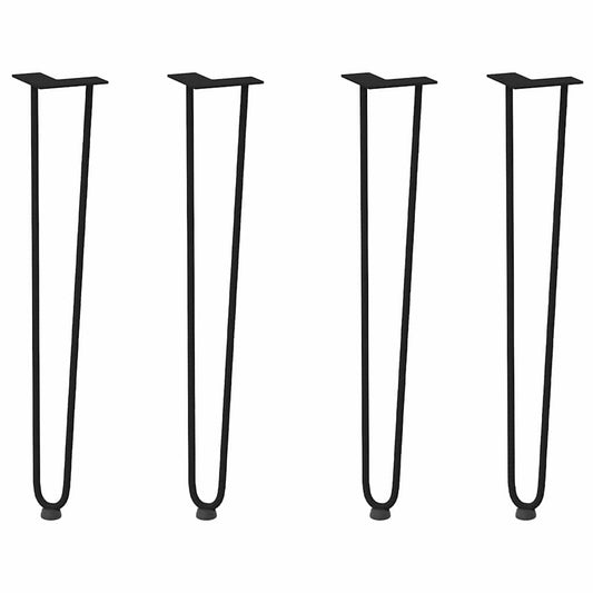 vidaXL hairpin legs for console tables for Console Table 4 pcs Black 72 cm Solid Steel