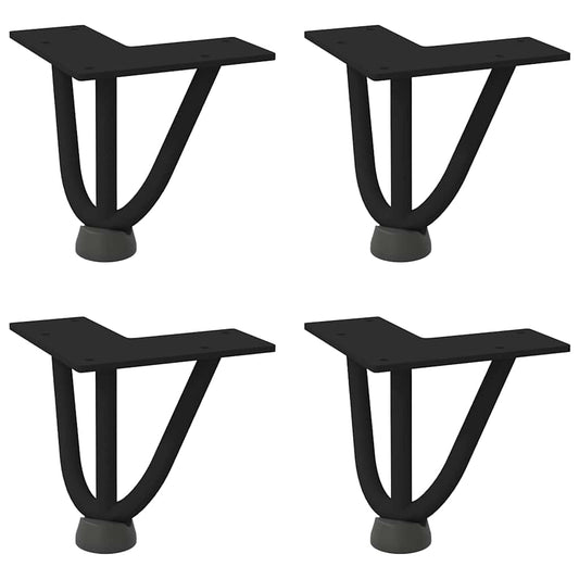 vidaXL Hairpin Legs for Coffee Table 4 pcs Black 10 cm Solid Steel