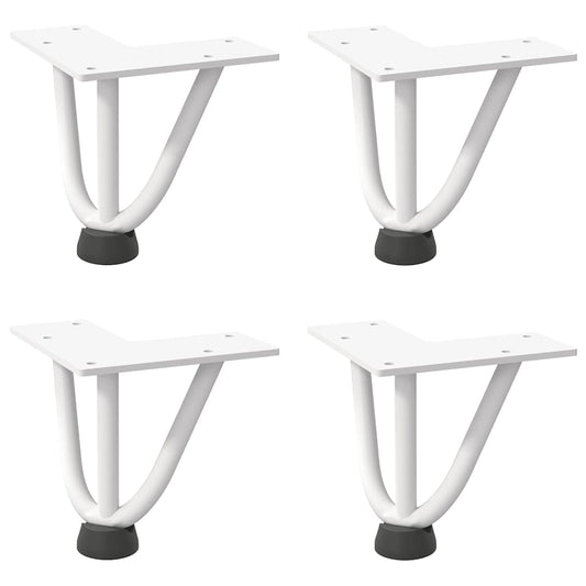 vidaXL Hairpin Legs for Coffee Table 4 pcs White 10 cm Solid Steel