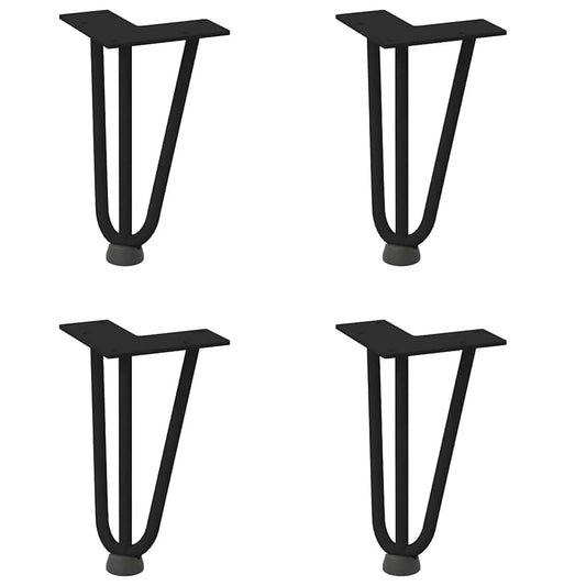 vidaXL Hairpin Legs for Coffee Table 4 pcs Black 20 cm Solid Steel
