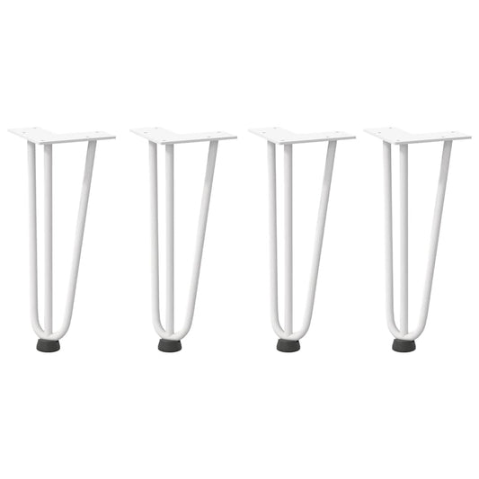 vidaXL Hairpin Legs for Coffee Table 4 pcs White 30 cm Solid Steel