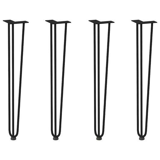 vidaXL hairpin legs for console tables for Console Table 4 pcs Black 72 cm Solid Steel