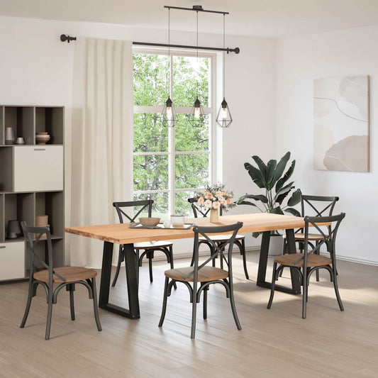 vidaXL Dining Table Legs V-Shape 2 pcs Black 60x(72-73.3) cm Steel