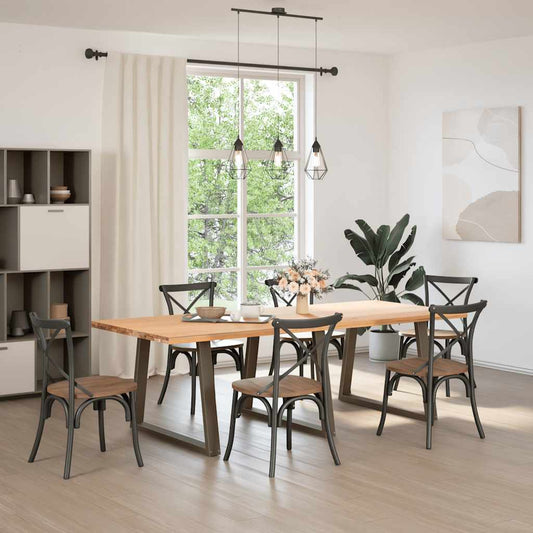 vidaXL Dining Table Legs V-Shape 3 pcs Natural Steel 90x(72-73.3) cm