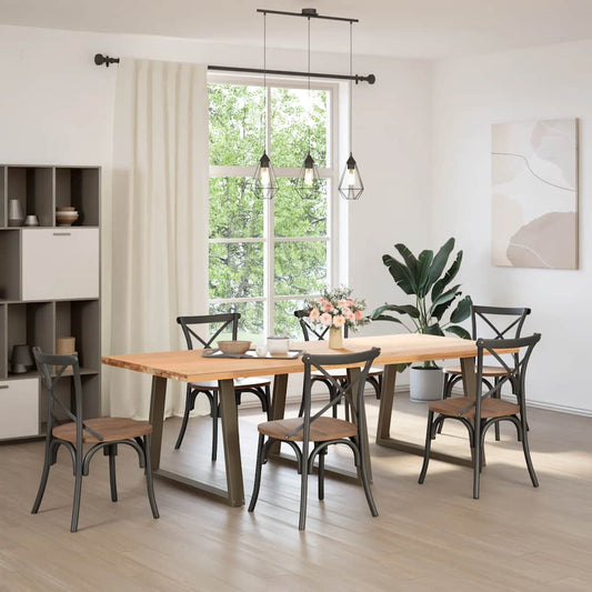 vidaXL Dining Table Legs V-Shape 3 pcs Natural Steel 100x(72-73,3) cm Steel