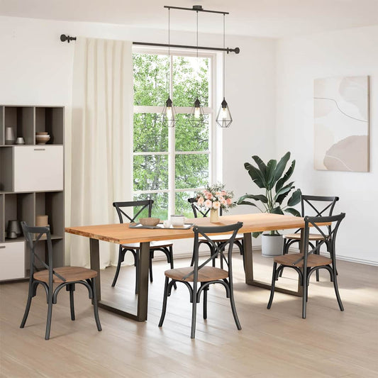 vidaXL Dining Table Legs V-Shape 2 pcs Natural Steel 100x(72-73.3) cm