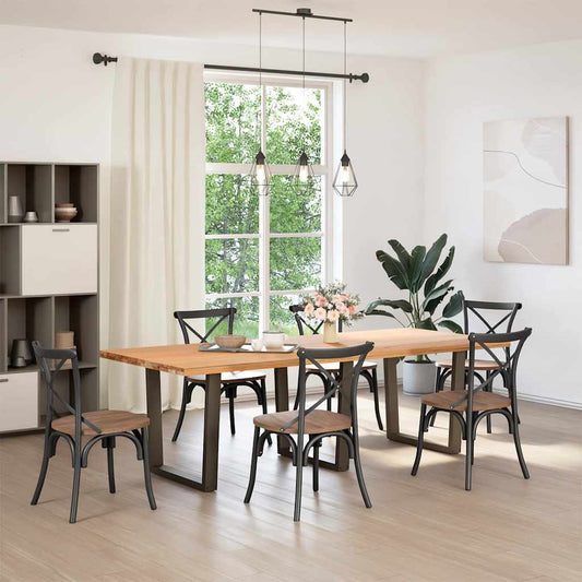 vidaXL Dining Table Legs V-Shape 3 pcs Natural Steel 80x(72-73.3) cm Steel