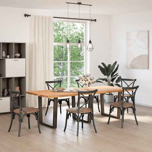 vidaXL Dining Table Legs V-Shape 3 pcs Natural Steel 90x(72-73.3) cm