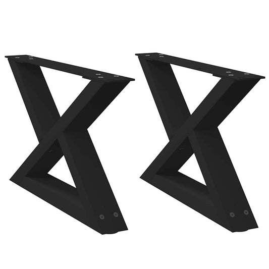vidaXL Coffee Table Legs 2 pcs Black 50x(30-31,3) cm Steel