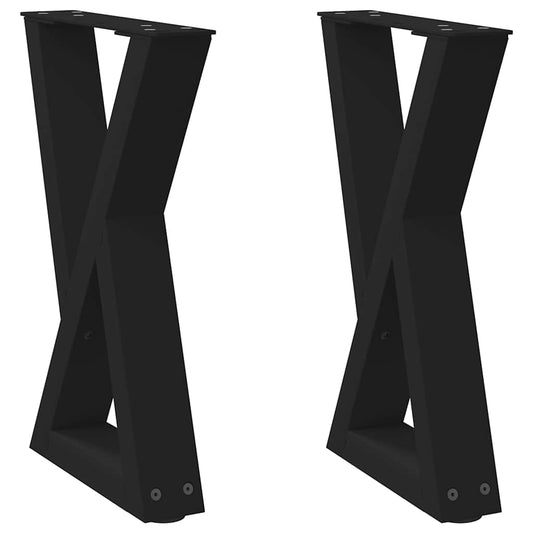 vidaXL Coffee Table Legs 2 pcs Black 28x(42-43,3) cm Steel
