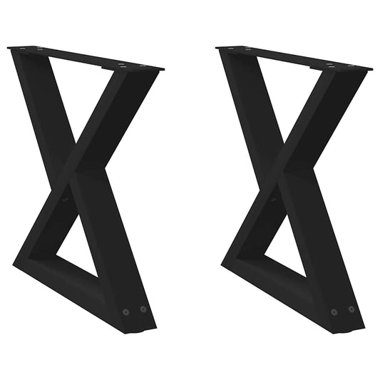 vidaXL Coffee Table Legs 2 pcs Black 60x(42-43,3) cm Steel