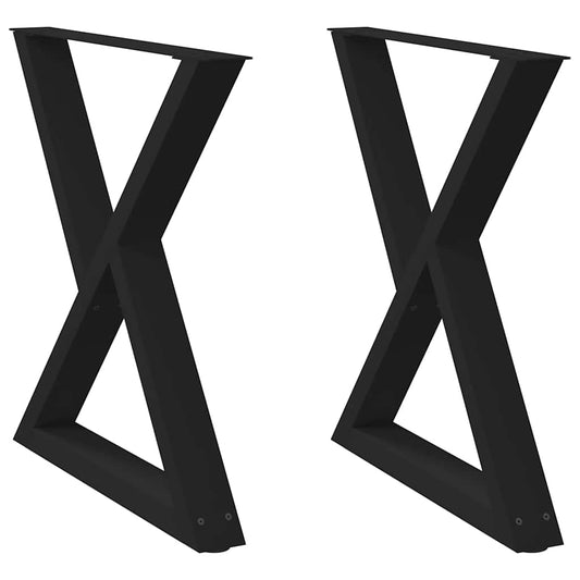 vidaXL Dining Table Legs 2 pcs Black 70x(72-73,3) cm Steel