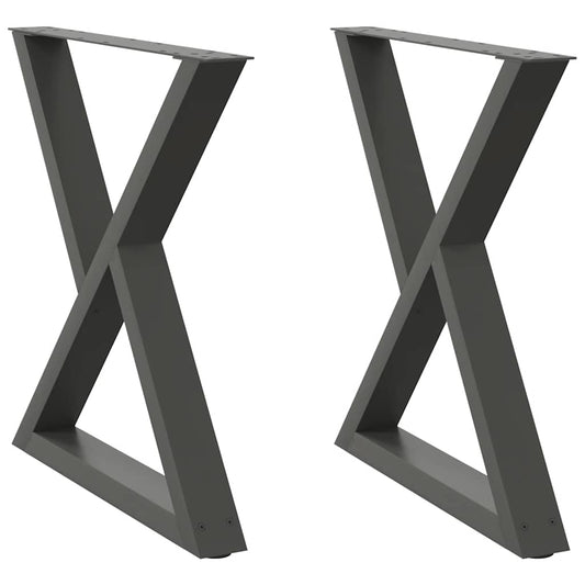 vidaXL Dining Table Legs 2 pcs Anthracite 80x(72-73,3) cm Steel