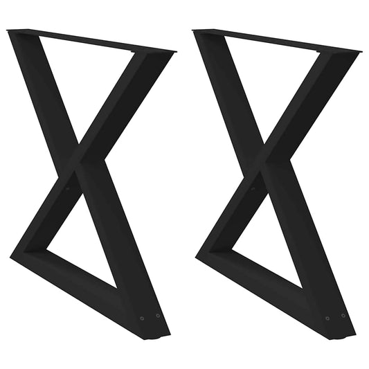 vidaXL Dining Table Legs 2 pcs Black 90x(72-73,3) cm Steel