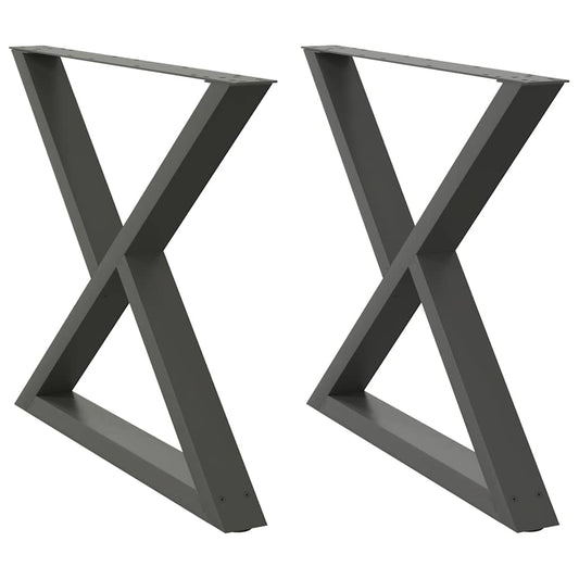 vidaXL Dining Table Legs 2 pcs Anthracite 90x(72-73,3) cm Steel