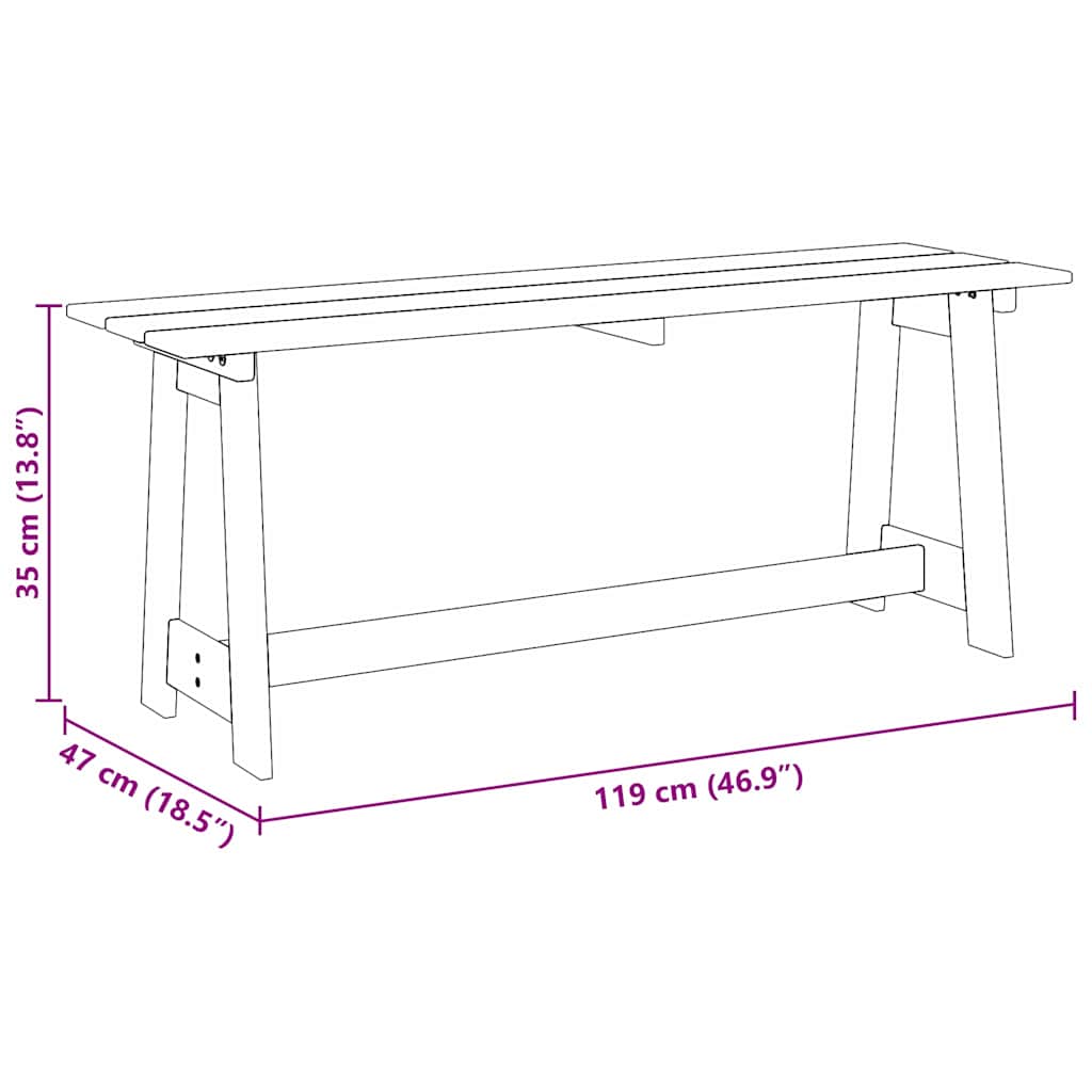 vidaXL Outdoor Bench 119x35x47 cm Solid Wood Pine