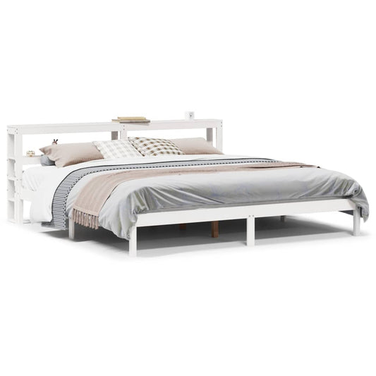 vidaXL Bed Frame without Mattress White 180x200 cm Super King Solid Wood Pine