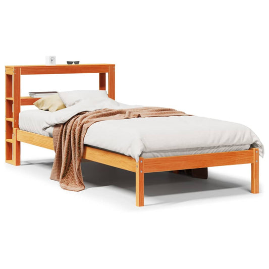 vidaXL Bed Frame with Headboard without Mattress Wax Brown 100x200 cm