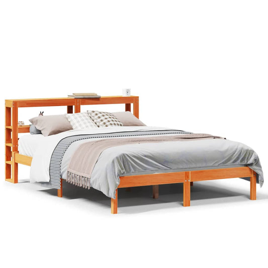vidaXL Bed Frame with Headboard without Mattress Wax Brown 150x200 cm King Size