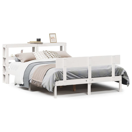 vidaXL Bed Frame without Mattress White 150x200 cm King Size Solid Wood Pine