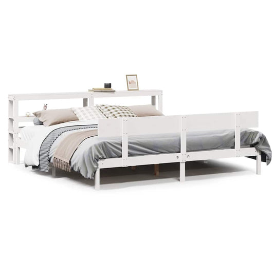 vidaXL Bed Frame without Mattress White 180x200 cm Super King Solid Wood Pine