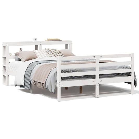 vidaXL Bed Frame without Mattress White 135x190 cm Double Solid Wood Pine