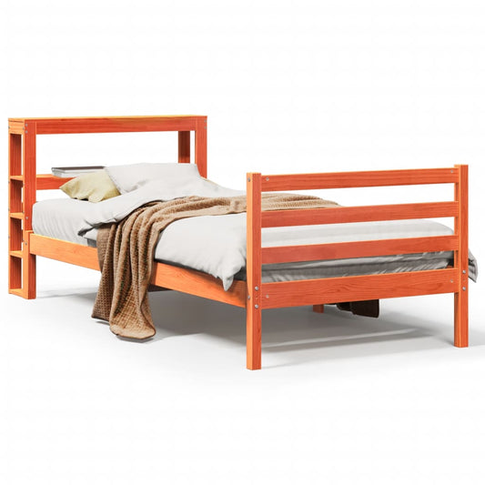 vidaXL Bed Frame without Mattress Wax Brown 75x190 cm Small Single Solid Wood Pine