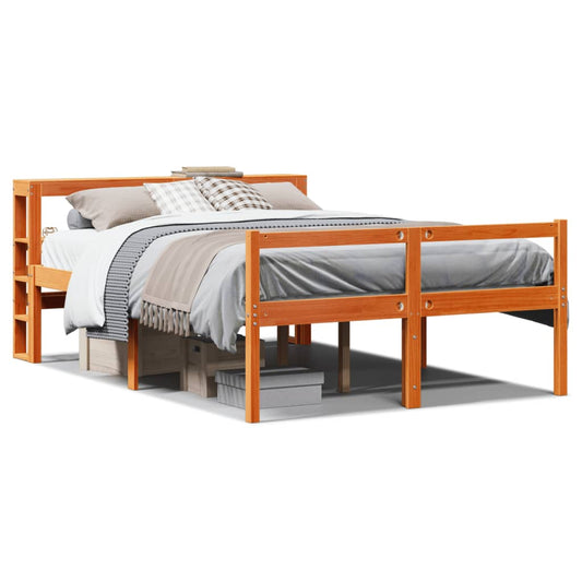 vidaXL Bed Frame with Headboard without Mattress Wax Brown 150x200 cm