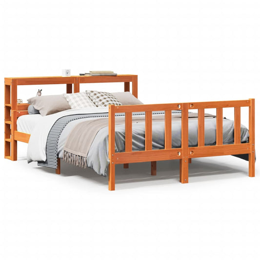 vidaXL Bed Frame with Headboard without Mattress Wax Brown 150x200 cm King Size