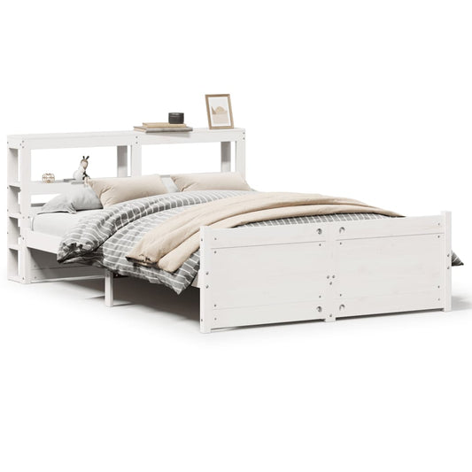vidaXL Bed Frame with Headboard without Mattress White 120x200 cm