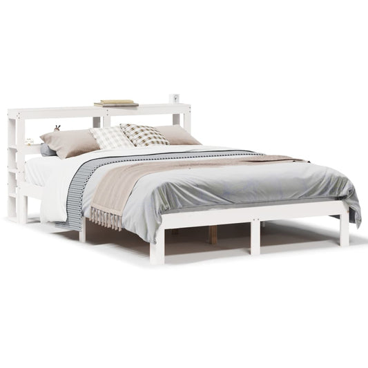 vidaXL Bed Frame with Headboard without Mattress White 150x200 cm King Size