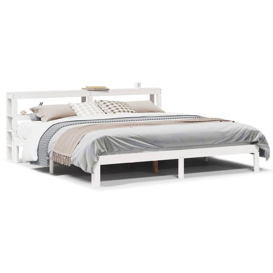 vidaXL Bed Frame with Headboard without Mattress White 180x200 cm