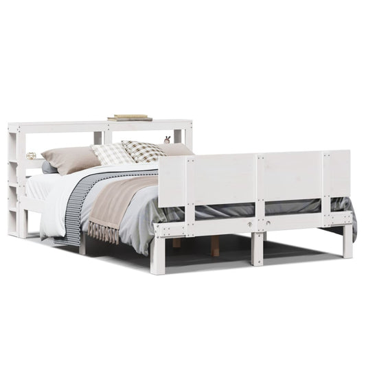 vidaXL Bed Frame with Headboard without Mattress White 120x190 cm Small Double